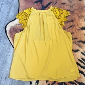 Express Yellow Lace Sleeve Blouse